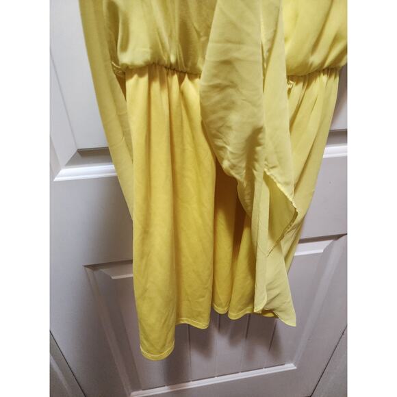 BCX Yellow Dress Women's M Halter Elastic Waist Lined Spring Summer - Picture 3 of 7